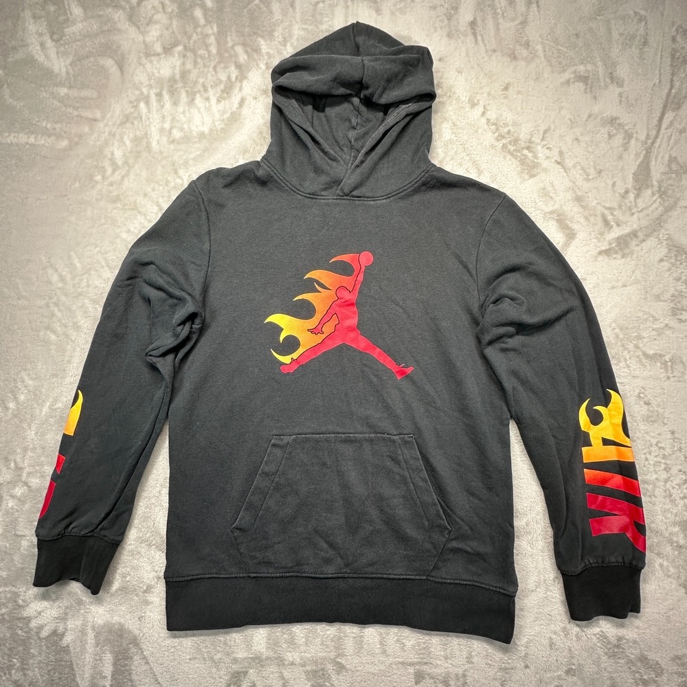 Air Jordan Popover Hoodie Boys Size XL 13-15 Years Black Jumpman Logo Top